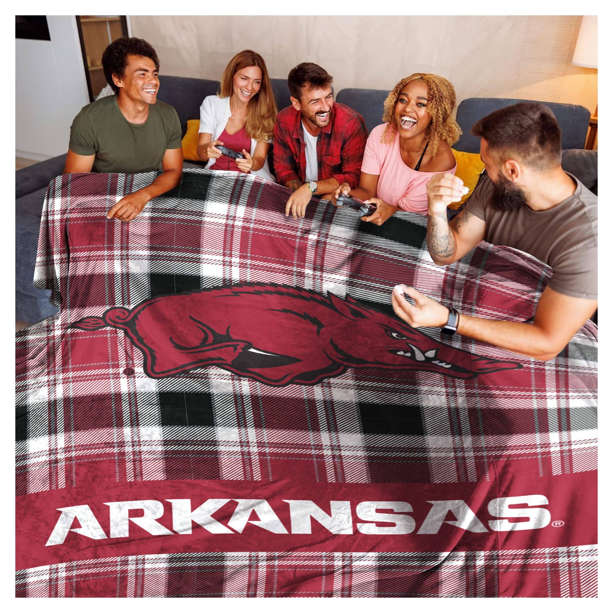 Alt View 1. Pegasus - Arkansas Razorbacks 66" x 95" Oversized Plaid FAN-mily Ultra Cozy Blanket - Multicolor.