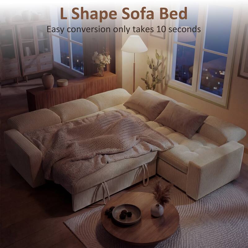 L Shape Sofa Bed  
Easy conversion only takes 10 seconds