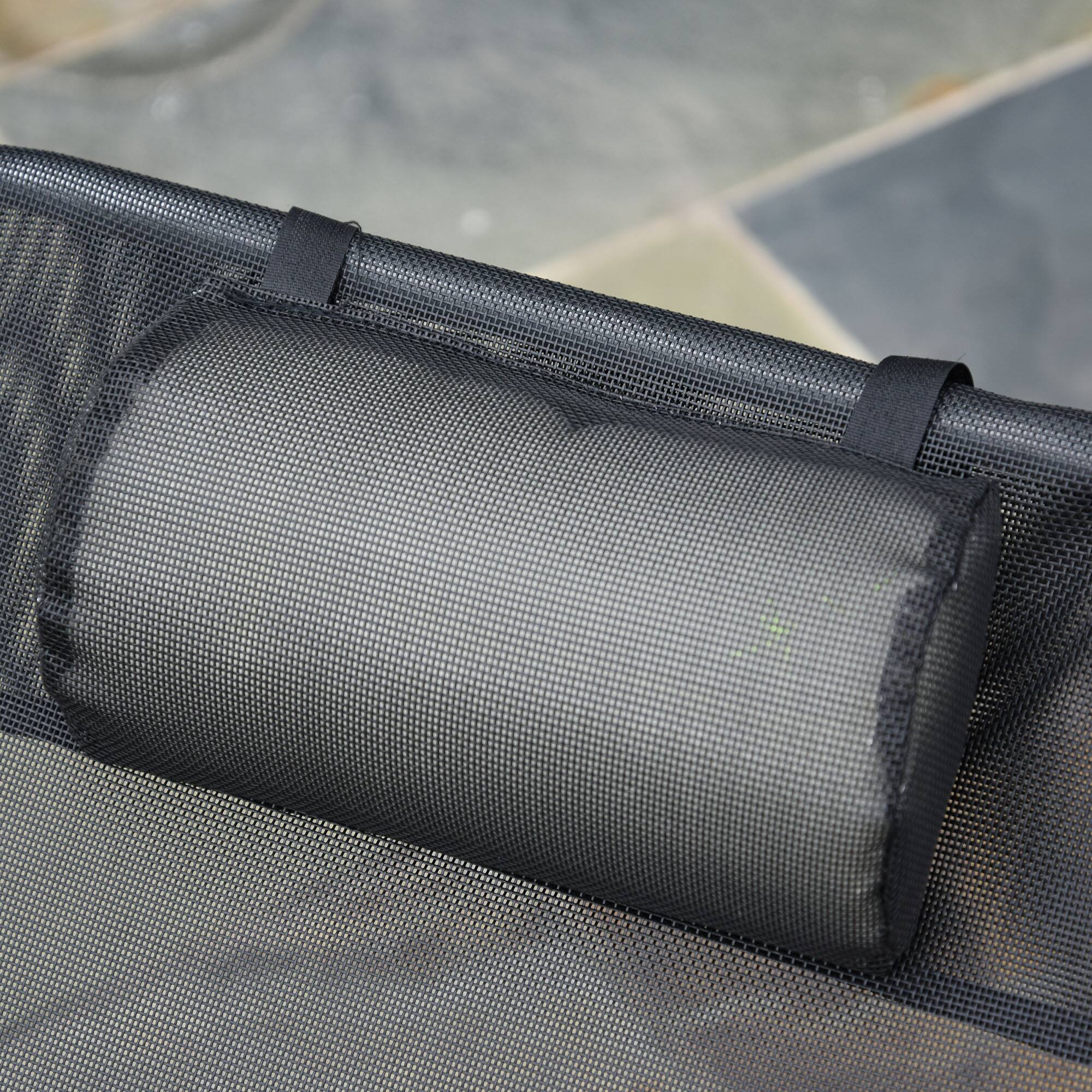 Alt View 7. Outsunny - Folding Chaise Lounge Pool Chairs, Outdoor Sun Tanning Chairs with Pillow, Reclining Back - Black & Silver.