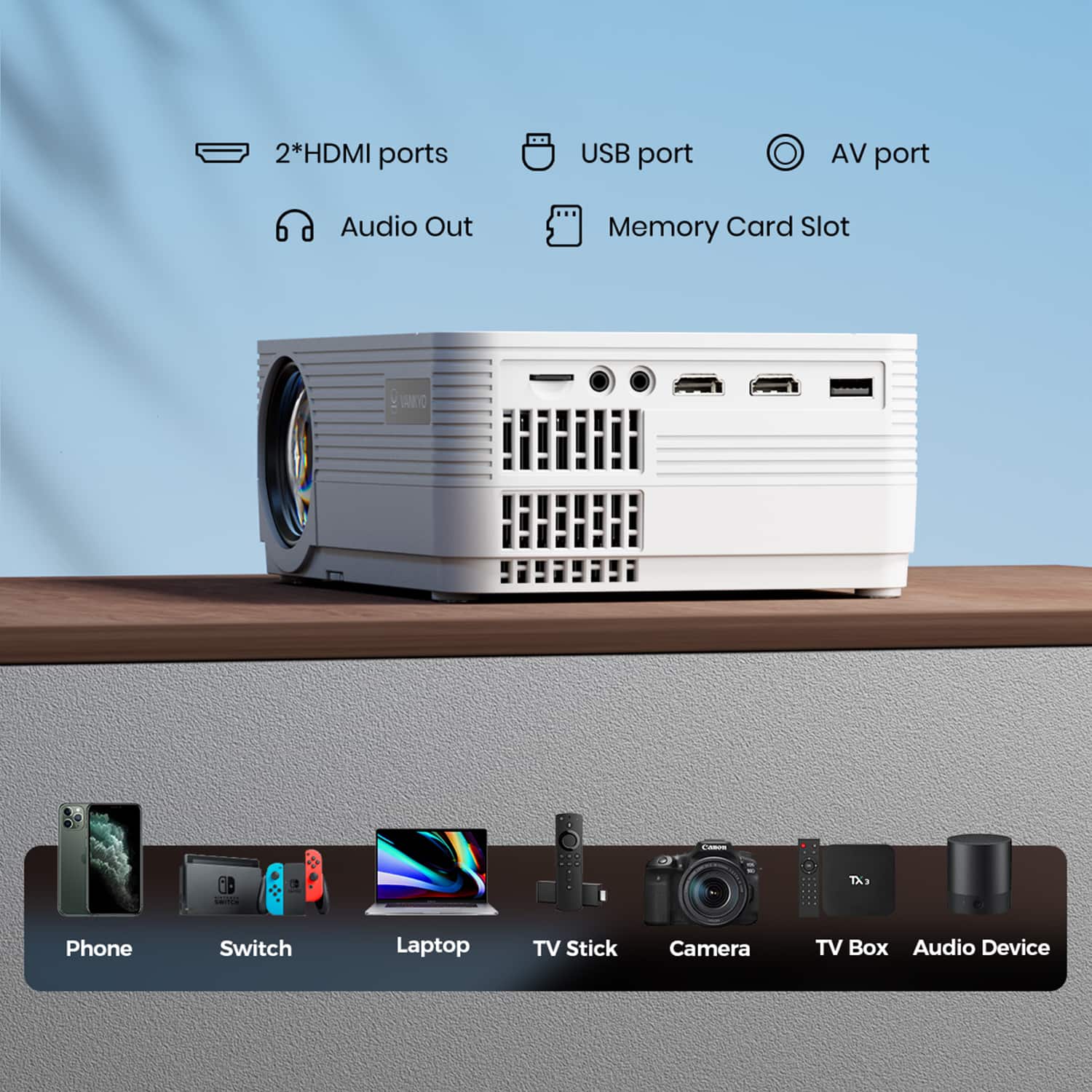 Alt View 24. Vankyo - Leisure 470 Pro Native 1080P Wireless Single LCD Mini Projector - White.