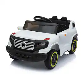 Winado - 6V Ride on Car, Electric Battery Powered Ride On Toys Kids Car w/Parent Remote, Wider Seat, LED Light, Normal Music - 1 YeWhite