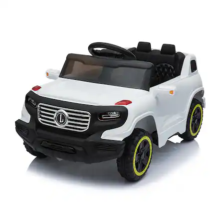 Front. Winado - 6V Ride on Car, Electric Battery Powered Ride On Toys Kids Car w/Parent Remote, Wider Seat, LED Light, Normal Music - 1 YeWhite.