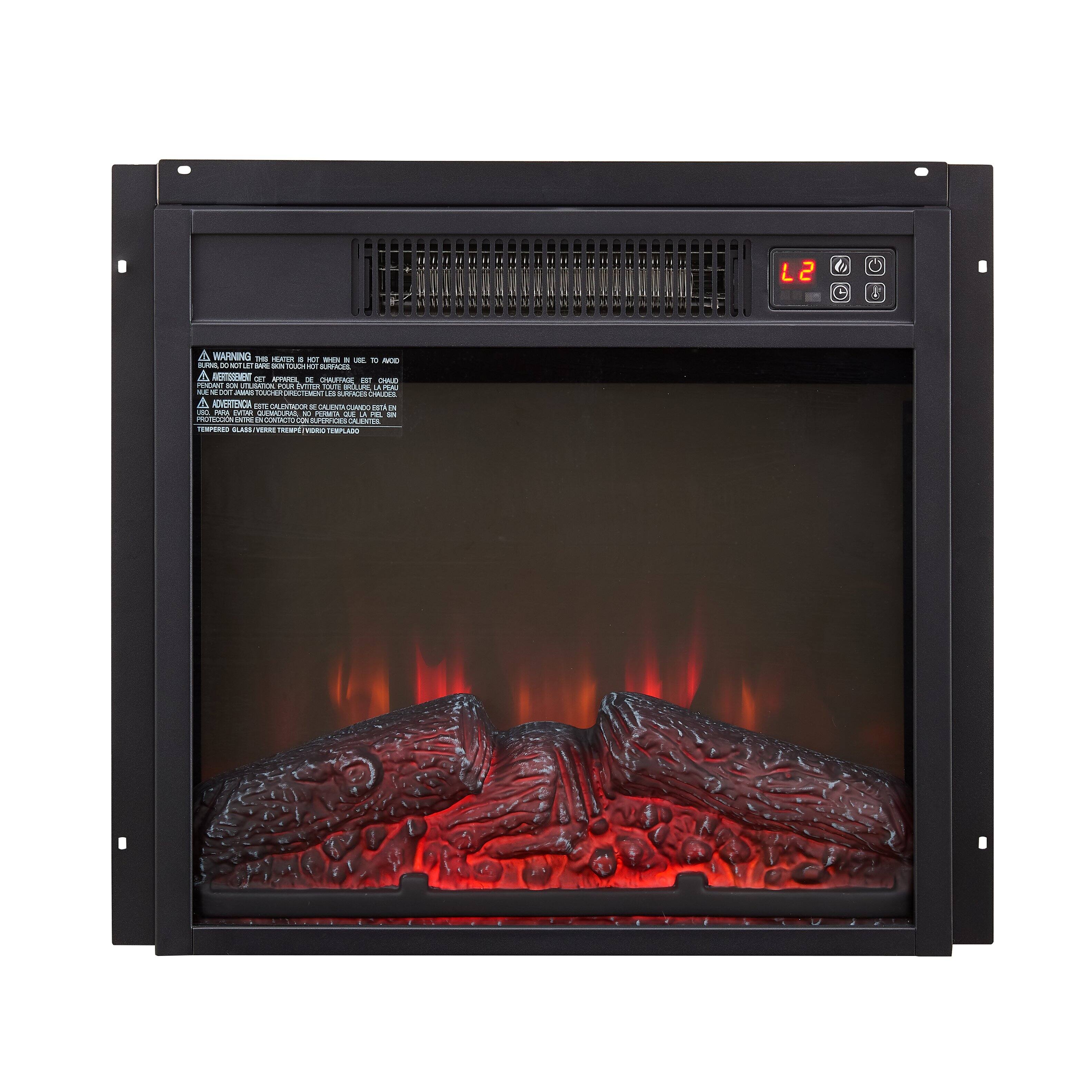 Alt View 1. Tiramisubest - Electric Fireplace Insert 18" 1400W,Equipped with remote control,ultra thin heater with log set & realistic flame,BLACK - Black.