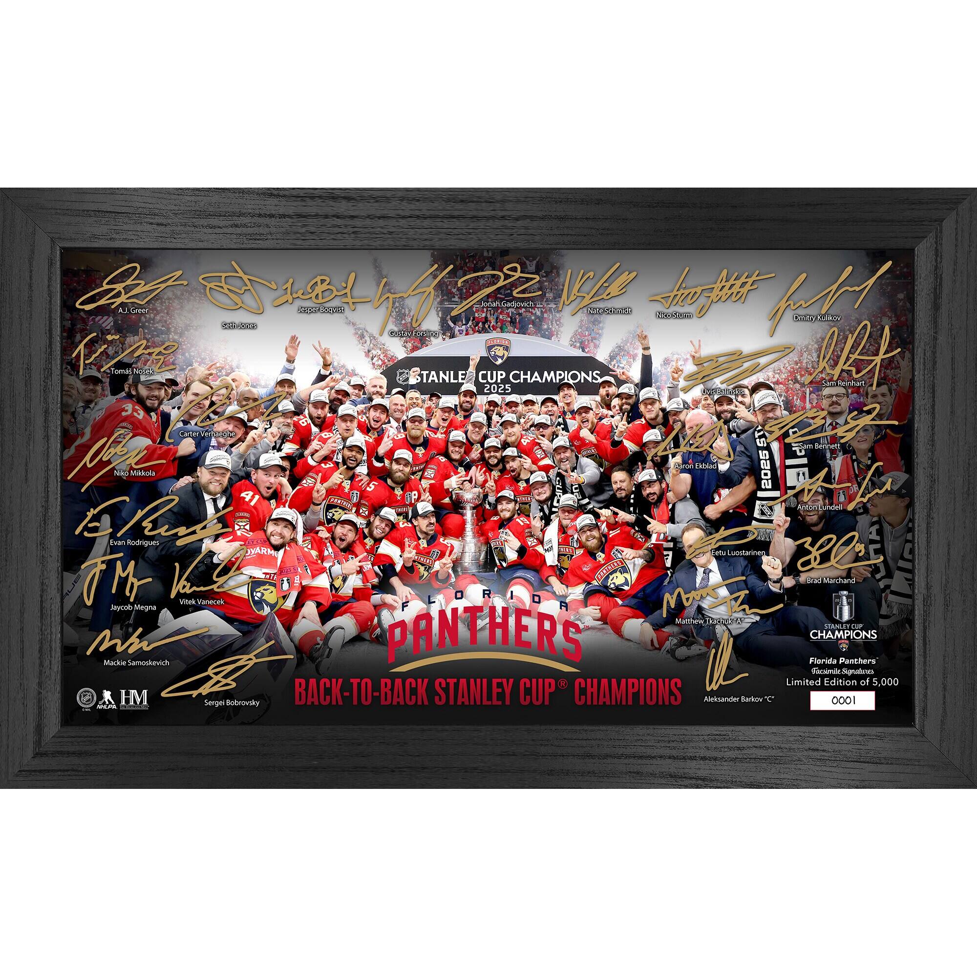 Florida Panthers 2025 Stanley Cup Champions 12'' x 20'' Tradition Signature Frame