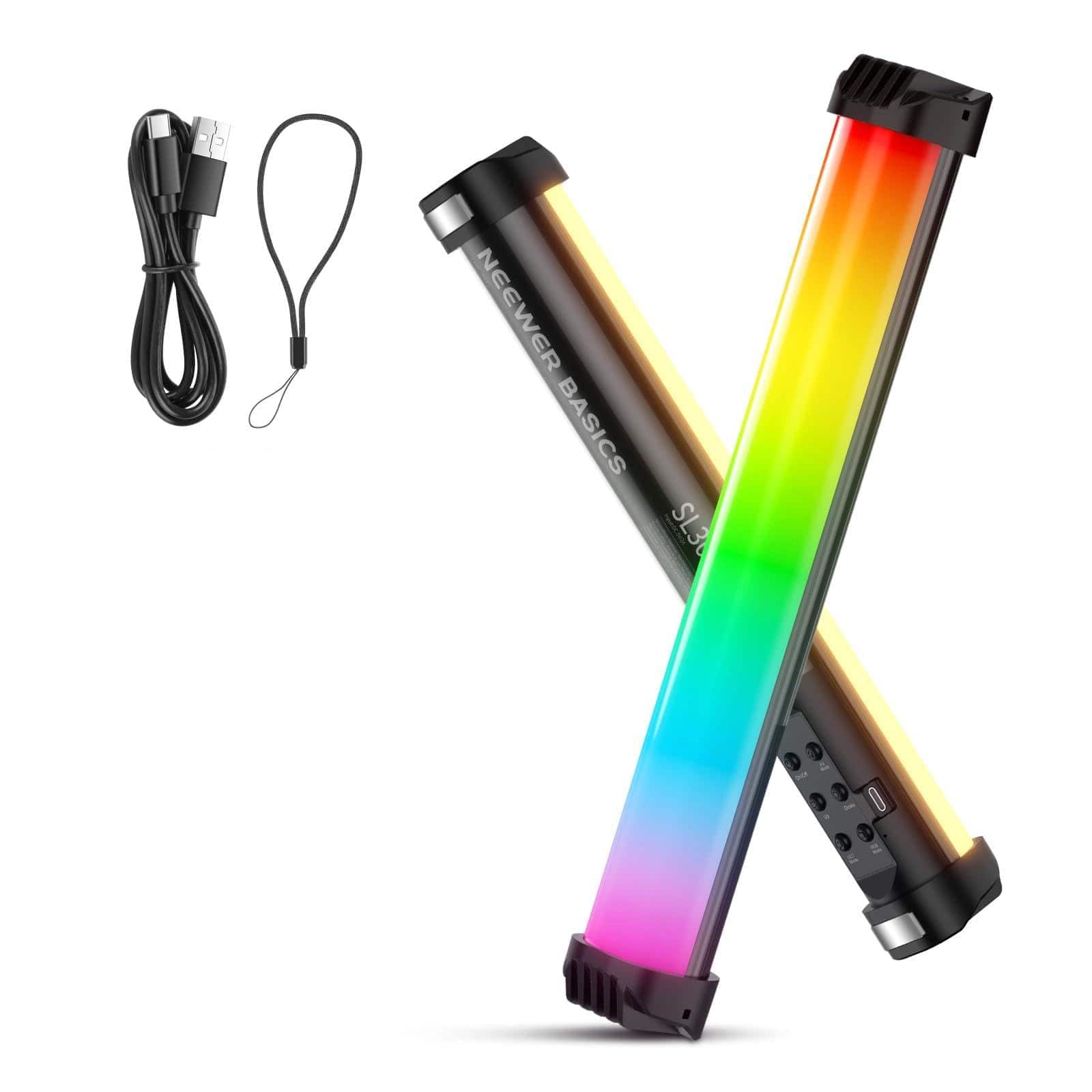 Neewer - Magnetic RGB Video Light Wand, 12" Handheld & Rechargeable