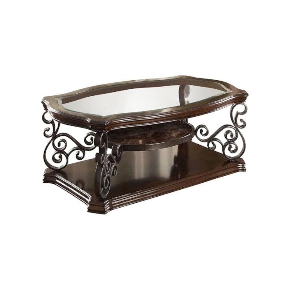 Alt View 4. Coaster Co. of America - Laney 3-piece Glass Top Coffee and End Table Set Dark Merlot - Brown.