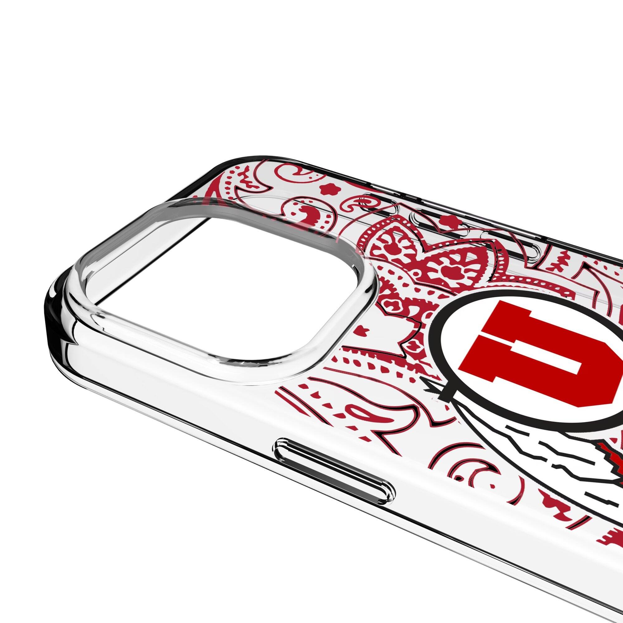 Alt View 2. Keyscaper - Utah Utes iPhone Paisley Design Clear Case - 15 Plus - Multicolor.