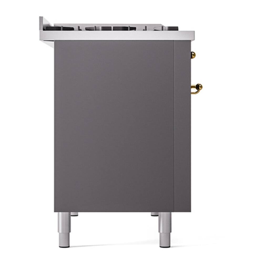 Alt View 10. ILVE - ILVE Nostalgie II 48 inch Dual Fuel Range with 5.02 cu. ft. Total Double Oven Capacity (Graphite Matte, Brass) - Graphite Matte.