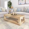 Plank+Beam - Modern Rectangular Coffee Table with Bottom Shelf (48in x 24in / 1220mm x 610mm) - Blonde Wirebrush