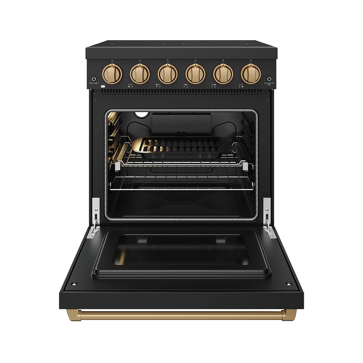 Alt View 1. Thor Kitchen - Gordon Ramsay Series by Thor Kitchen 4.55 Cu. Ft Freestanding Electric Range with Bronze Hardware - Matte Black.