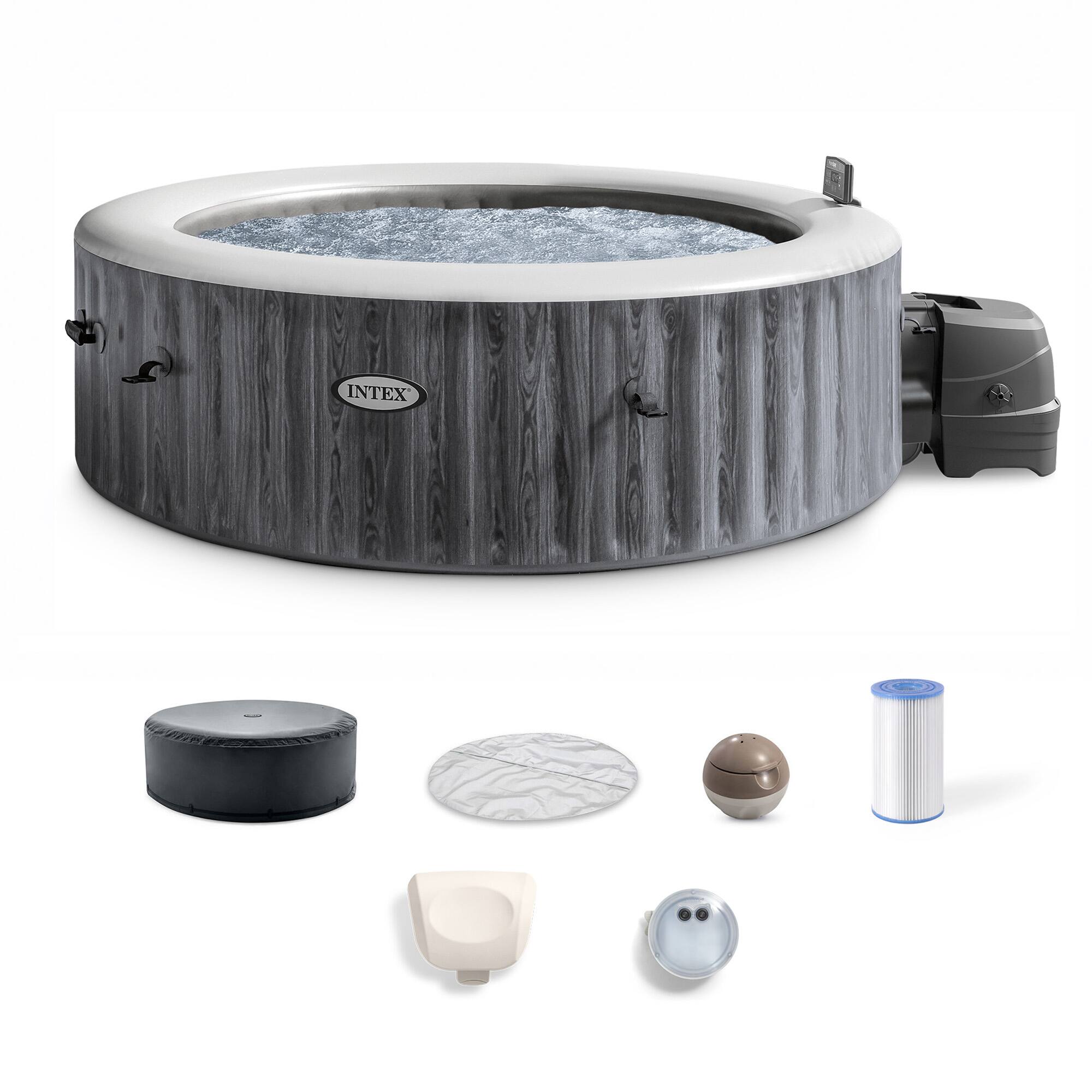 "Intex - PureSpa Deluxe Spa Set, 170 Bubble Jet Hot Tub with Cover, 85x28"" - greywood" price history on PriceWatchPro