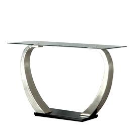 Manhattan Lane - Rectangular Glass Top Sofa Table with Curved Pedestal Base - Black and Gray