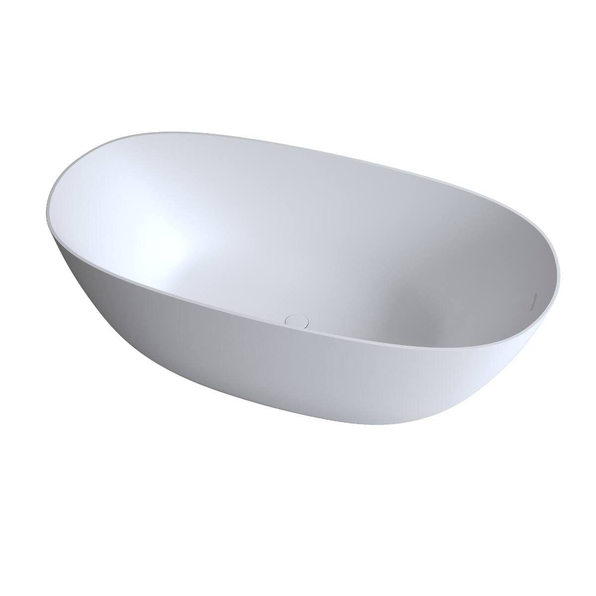 Alt View 7. Loheer - Loheer 69 in Freestanding Solid Surface Soaking Bathtub, Matte White Stone Resin Tub with Overflow Drain - Matte White.