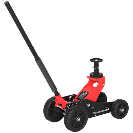 Front. Homcom - 1.5 Ton Big Wheel Off-Road Jack (3300 lbs), Hydraulic Car Jack, Heavy Duty Steel Vehicle Lift Floor Jack - Red.