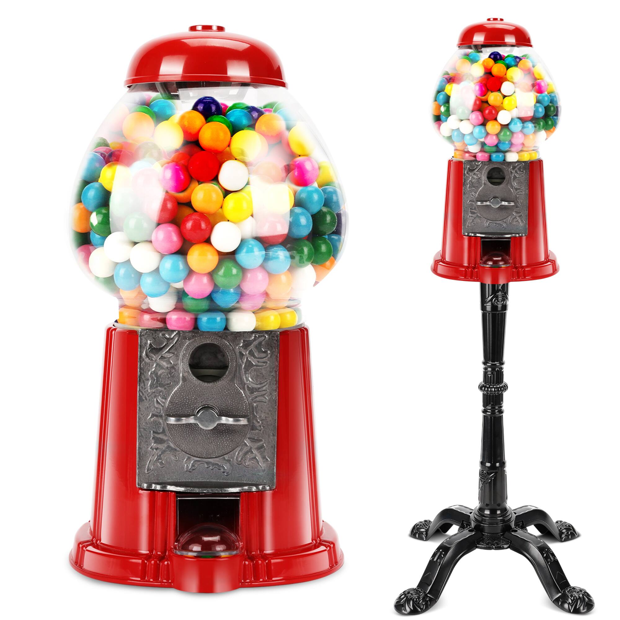 Front. GOODSILO - 15-Inch Commercial Red Vintage-Style Gumball Machine with Stand - Key-Operated Coin Mechanism for Candy Dispensing - Red.