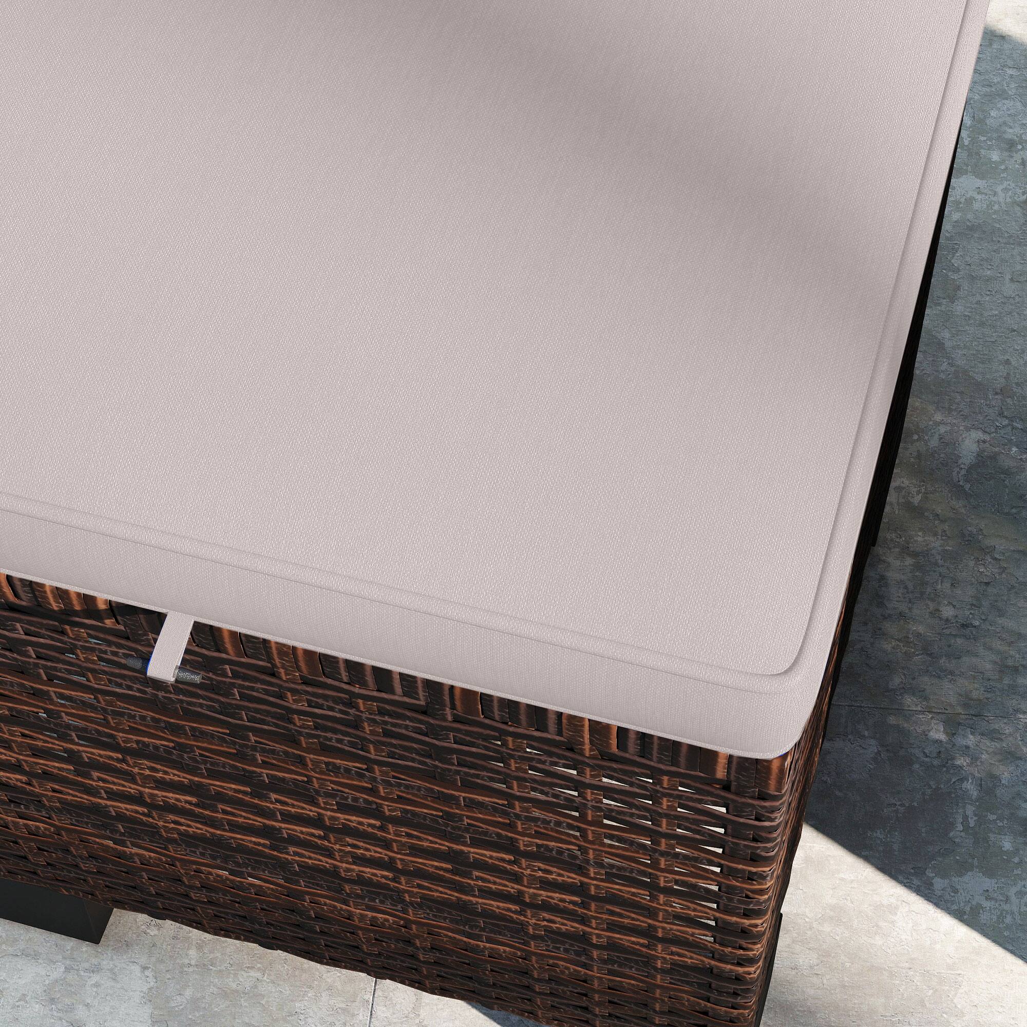 Alt View 8. Outsunny - 2 Pieces Outdoor Patio Ottomans, All Weather Wicker Outdoor Footstools with Removable Cushions - Cream White.