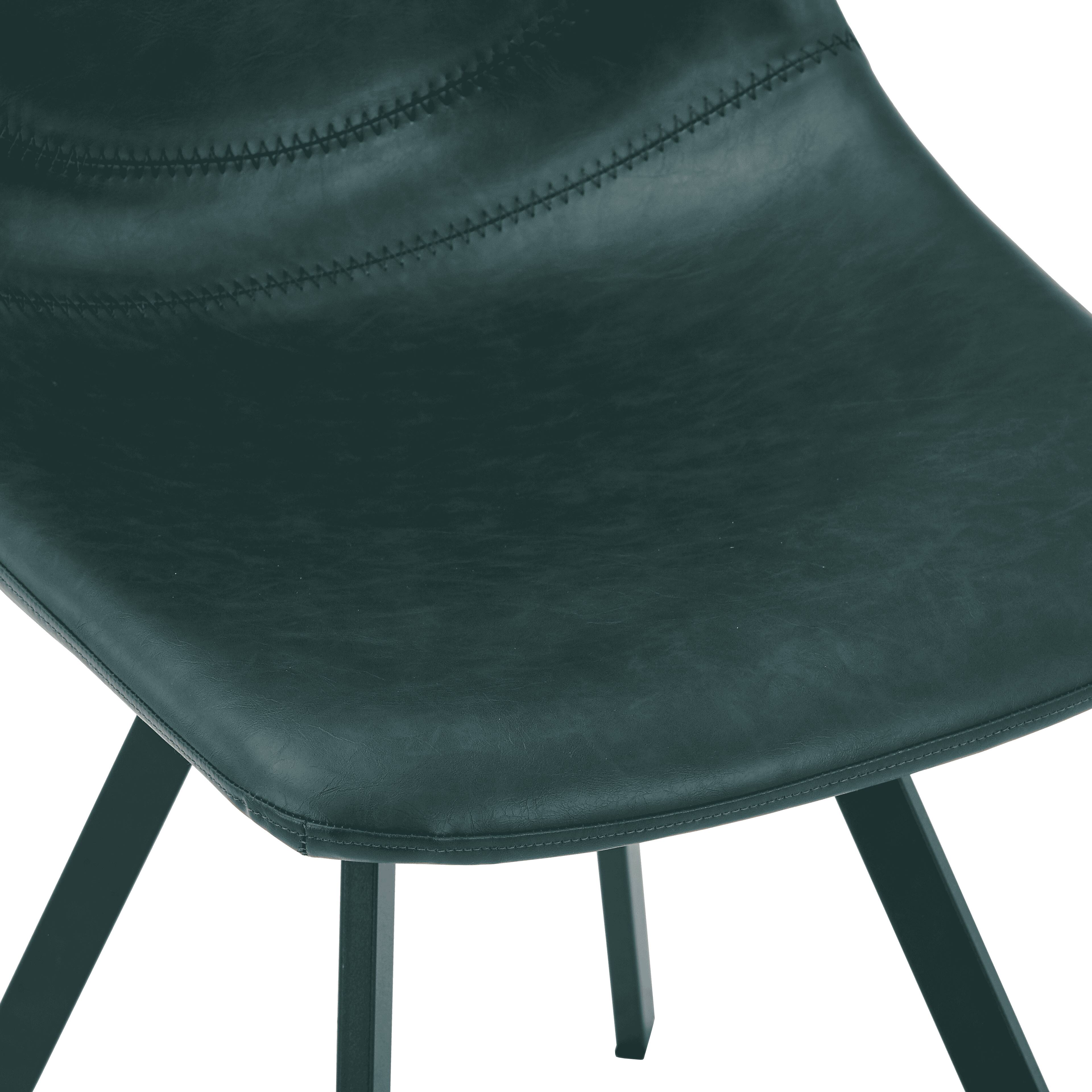Alt View 7. LeisureMod - Markley Modern Upholstered Distressed Leather Dining Chair, Iron Legs, Ergonomic for Kitchen & Home Office - Olive Green.