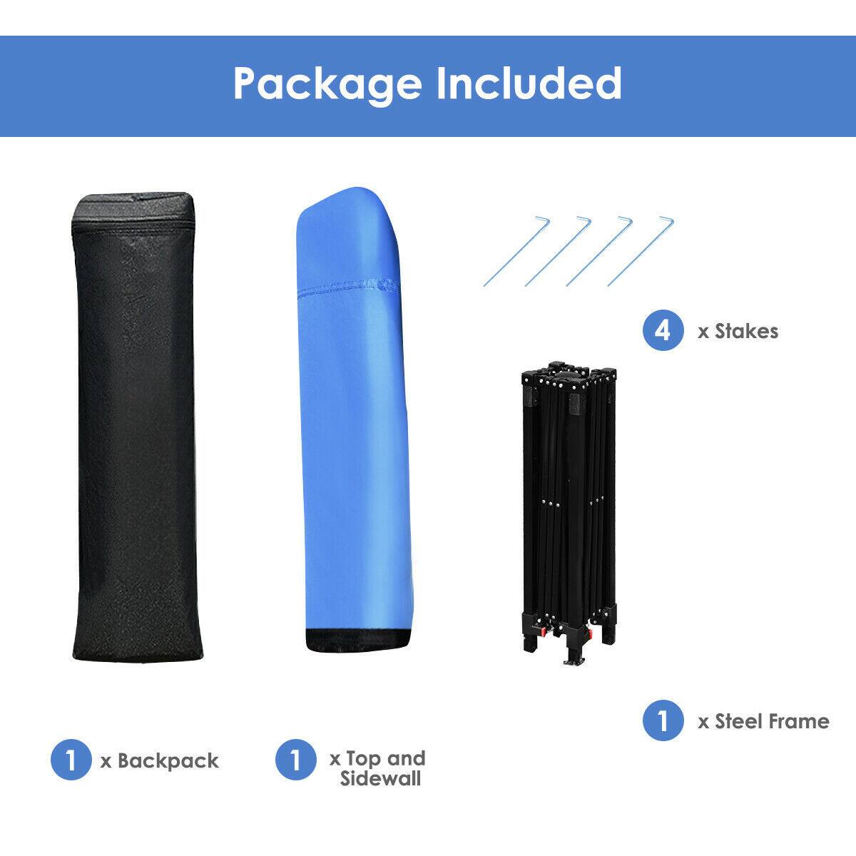 Package Included:

- 4 x Stakes
- 1 x Backpack
- 1 x Top and Sidewall
- 1 x Steel Frame