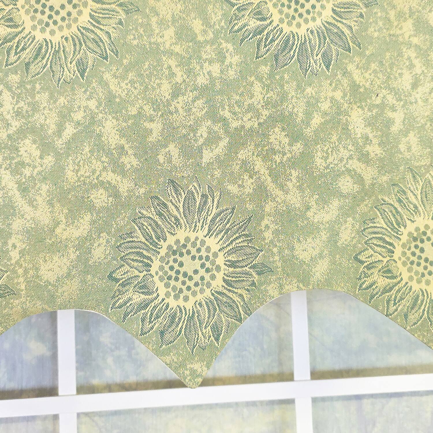 Alt View 2. RLF Home - RLF Home 100% Cotton French Sun Flower Regal Lined Window Valance 50" x 17" Lime - Lime.