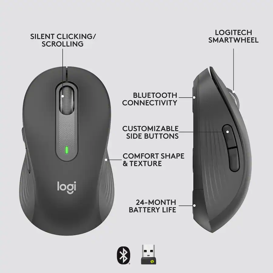 Logitech Signature M650 for Business Wireless Optical Mouse For Small ...