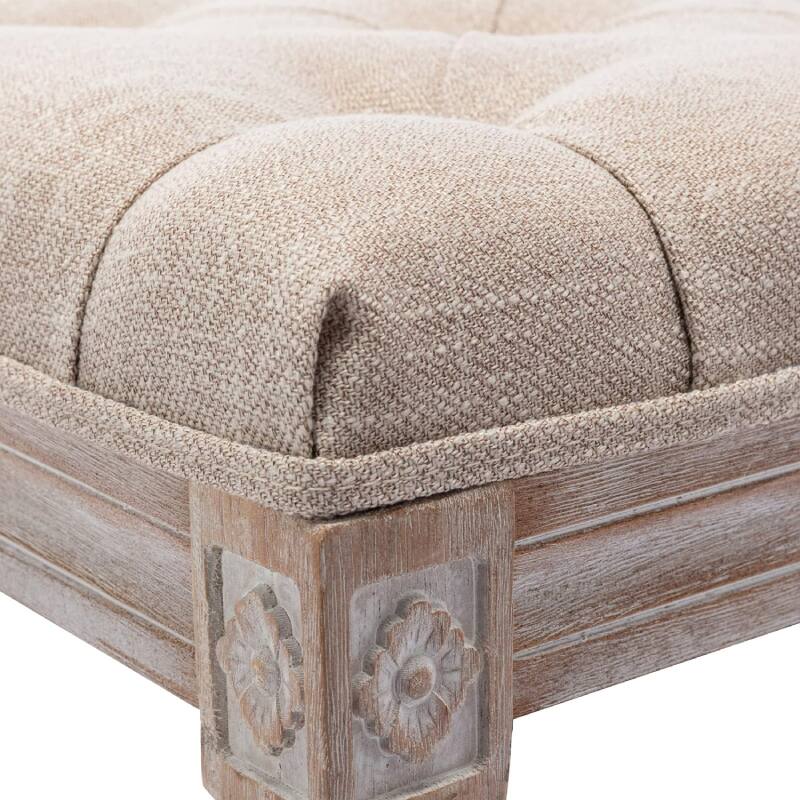 Alt View 3. Lumina Wise - Rustic Wood Legs Entryway Ottoman Bench - Beige.