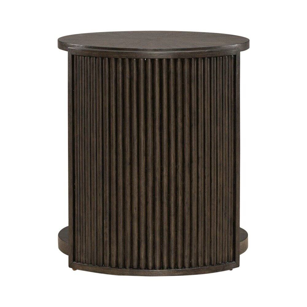 Left. Liberty Furniture Industries - City View Round End Table for Living Room- Coffee Bean Oak Wood - Coffee Bean.
