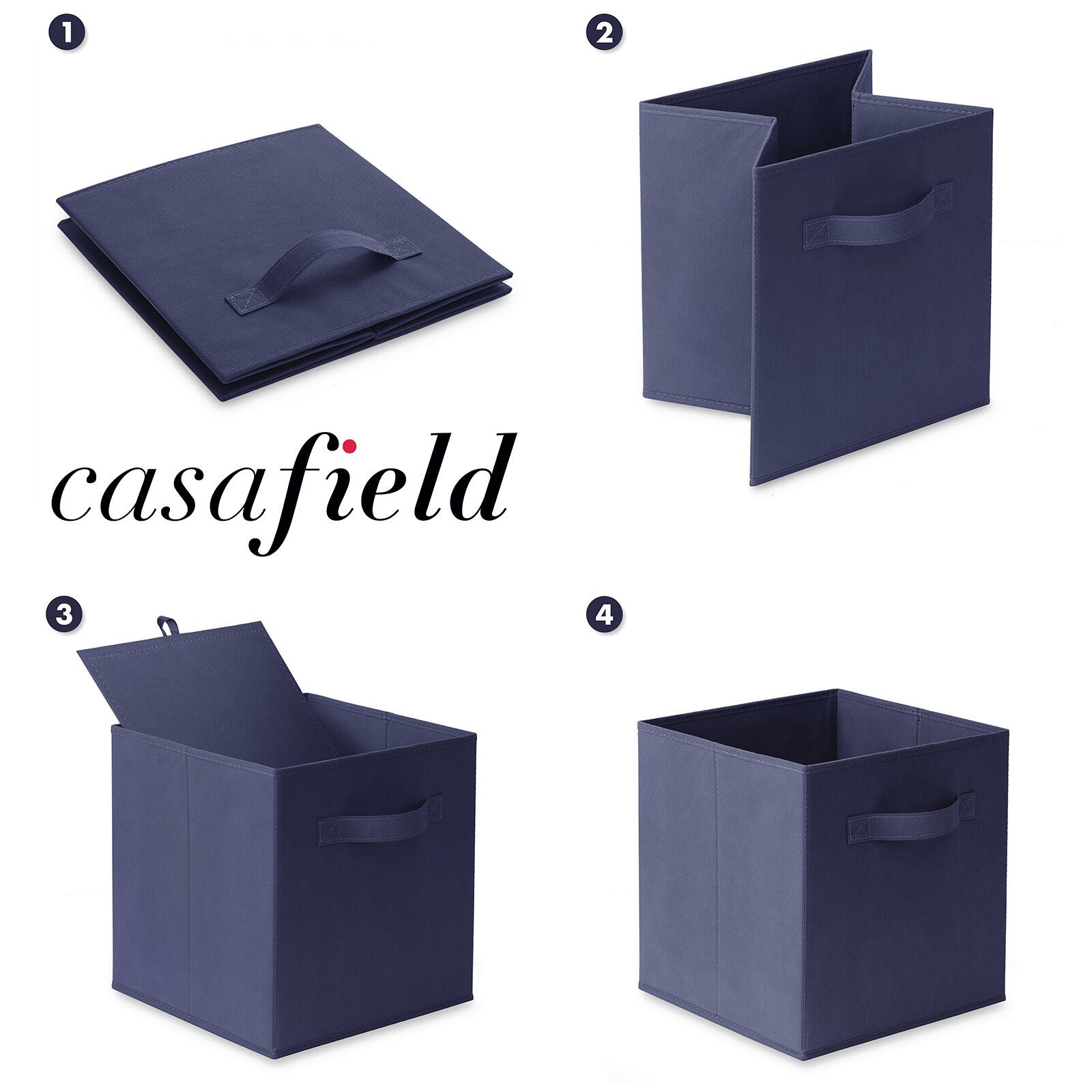 Alt View 5. Casafield - (Set of 12) Collapsible Fabric Cubes - Storage Bins - Navy Blue.