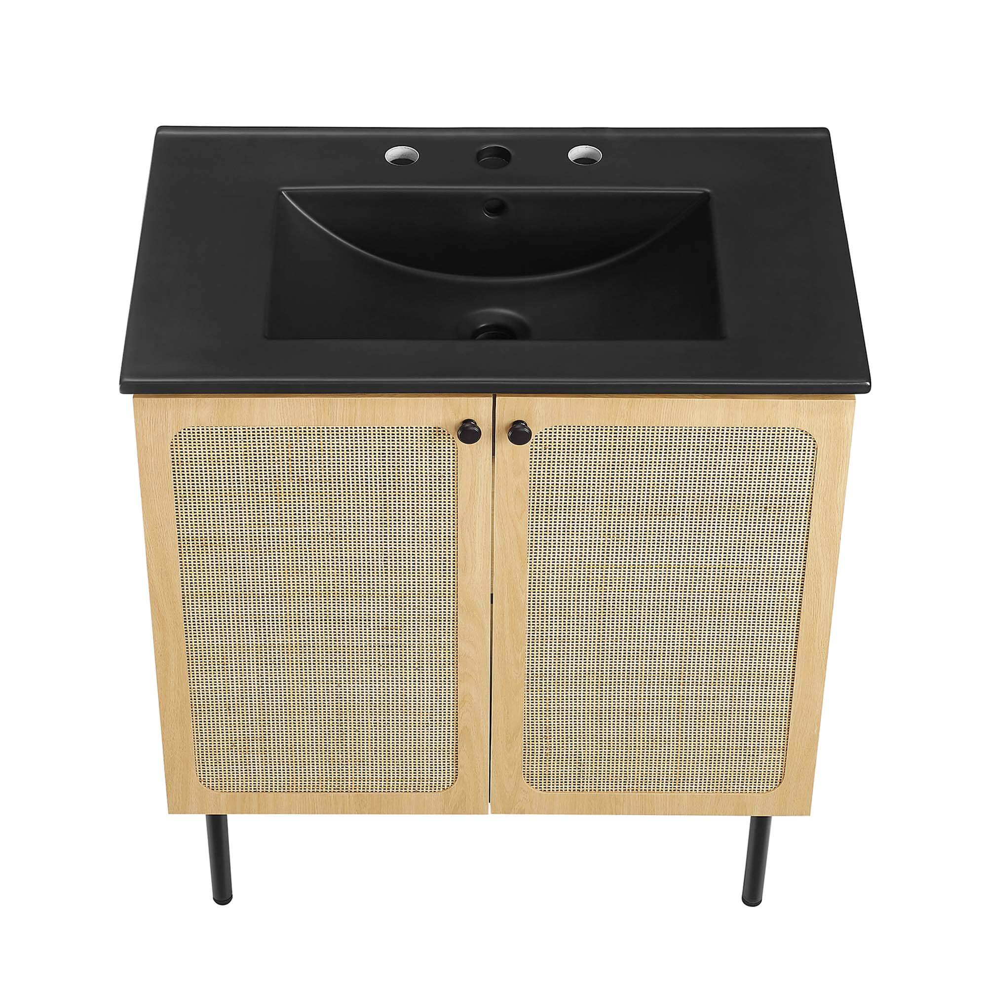 Alt View 10. Modway - Chaucer Bathroom Vanity with Black Basin Included by Modway - Oak Black.