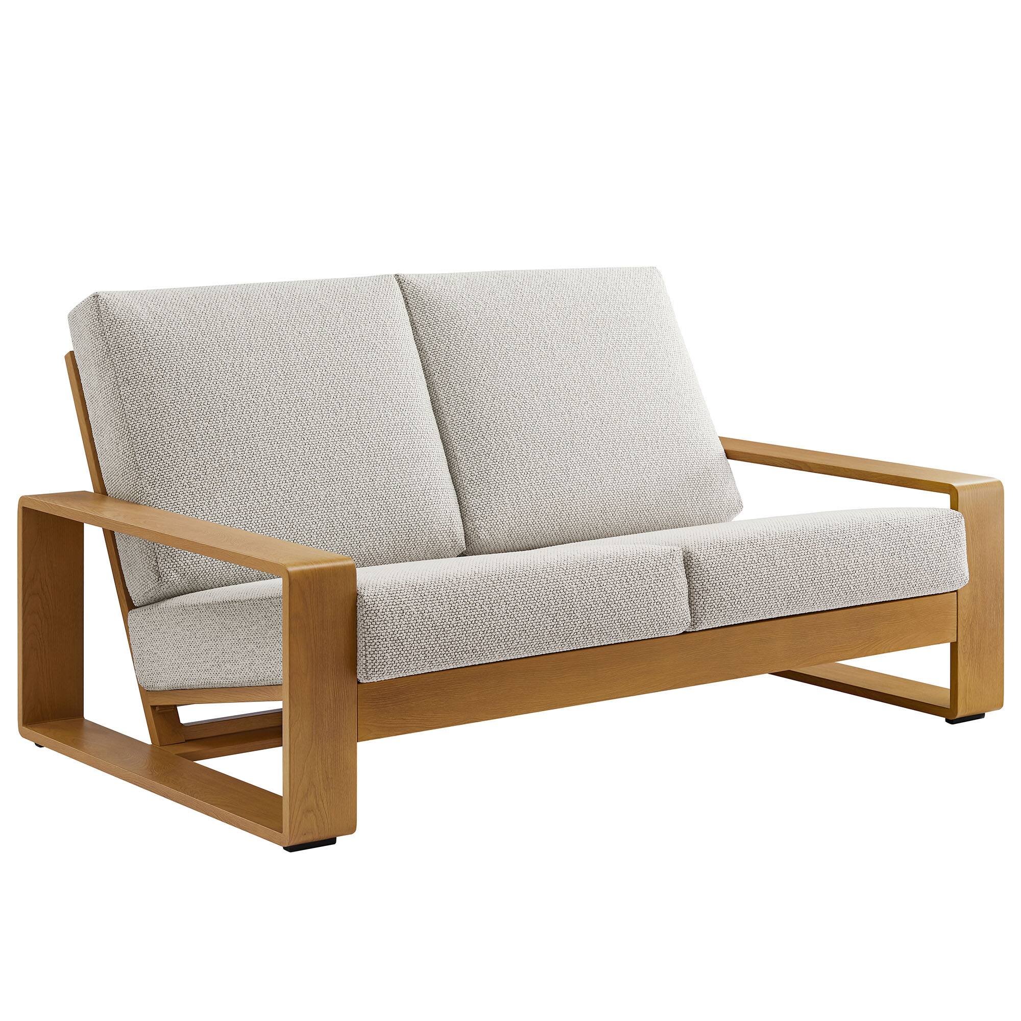Angle. Modway - Lirienne Outdoor Patio Aluminum Faux Wood Loveseat by Modway - Ivory Natural.