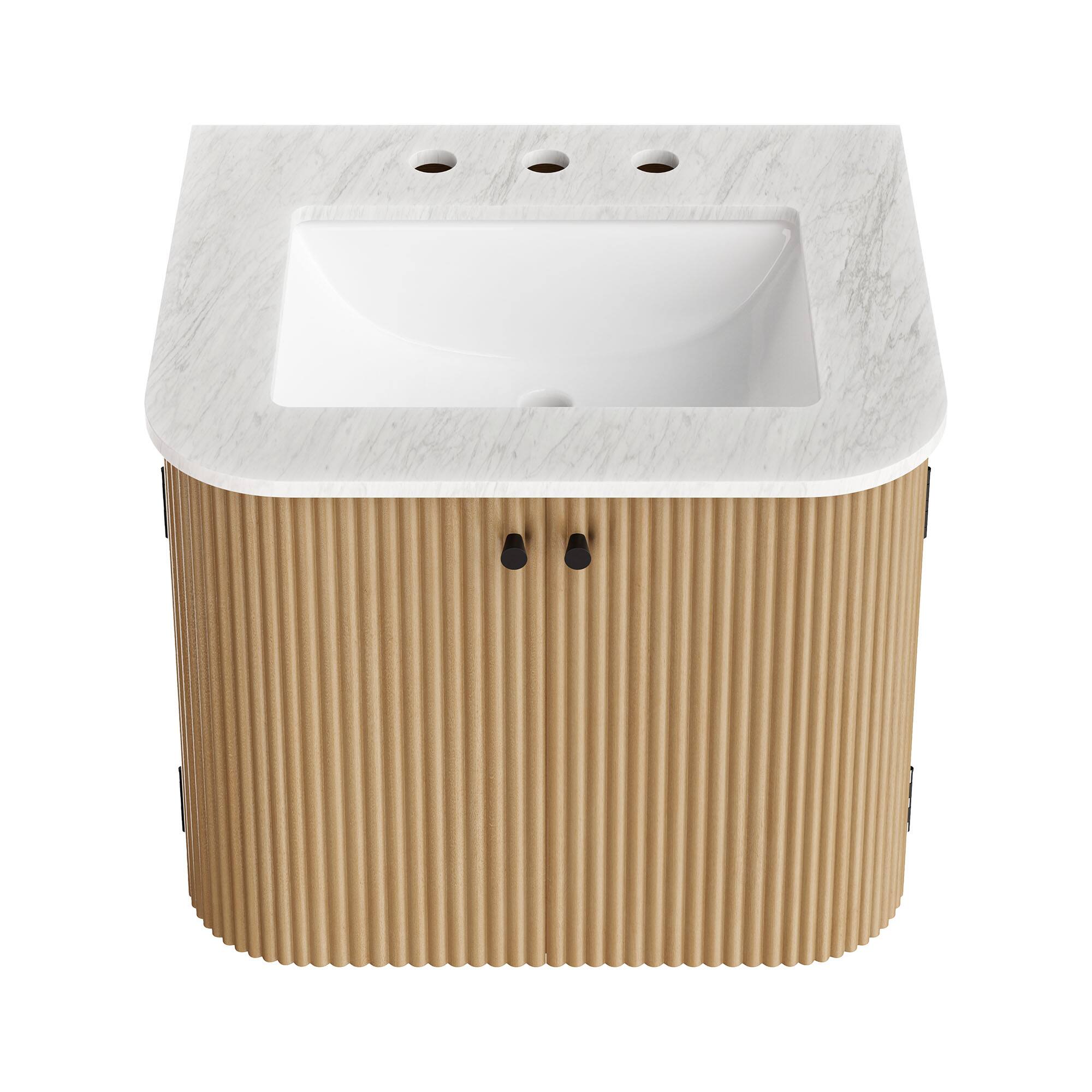 Alt View 5. Modway - Zia Wall-Mount Bathroom Vanity with Marble Sink by Modway - Natural.