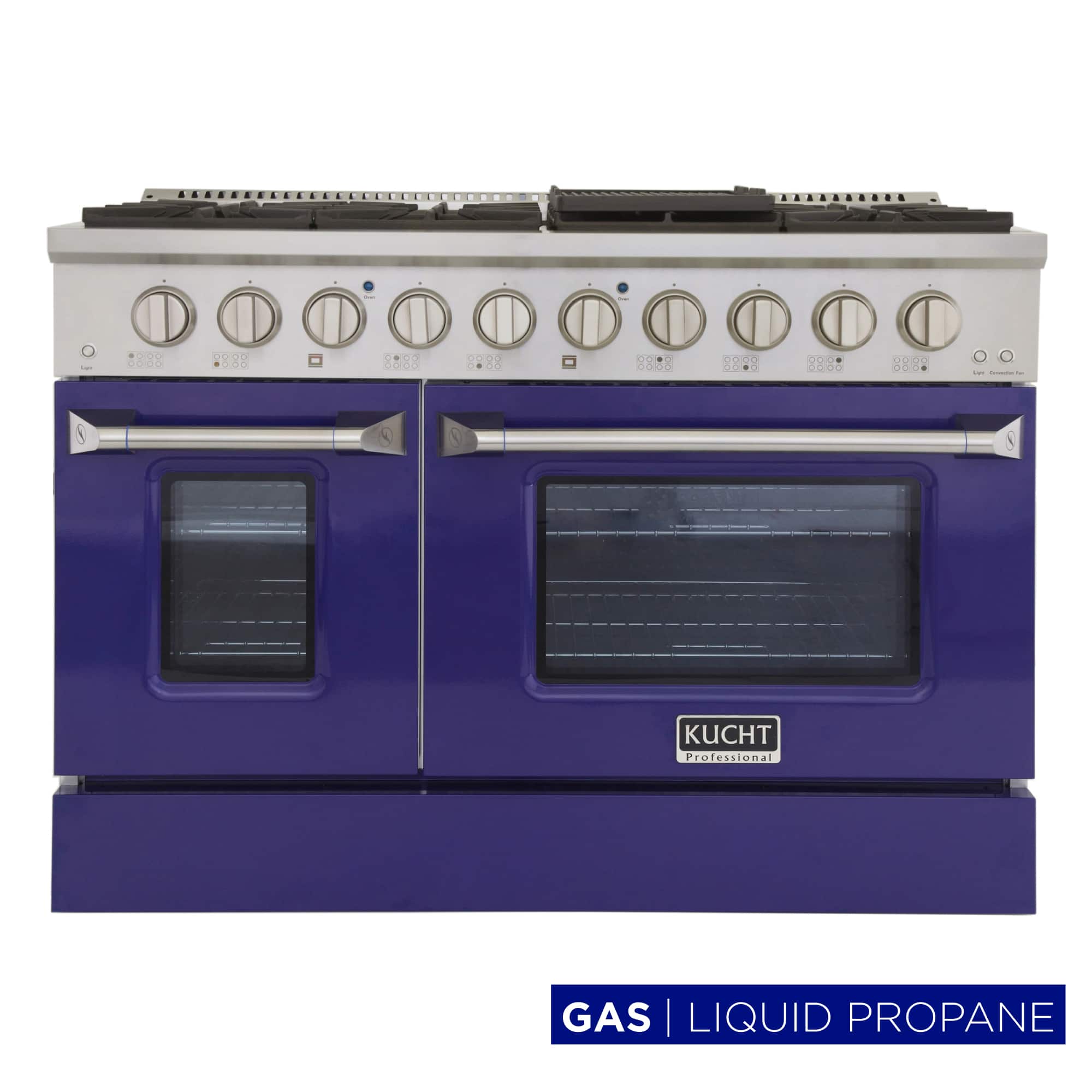 Kucht - 48 in. 6.7 cu. ft. Propane Gas Range with Sealed Burners and Two Ovens - One Convection - in Blue - Blue