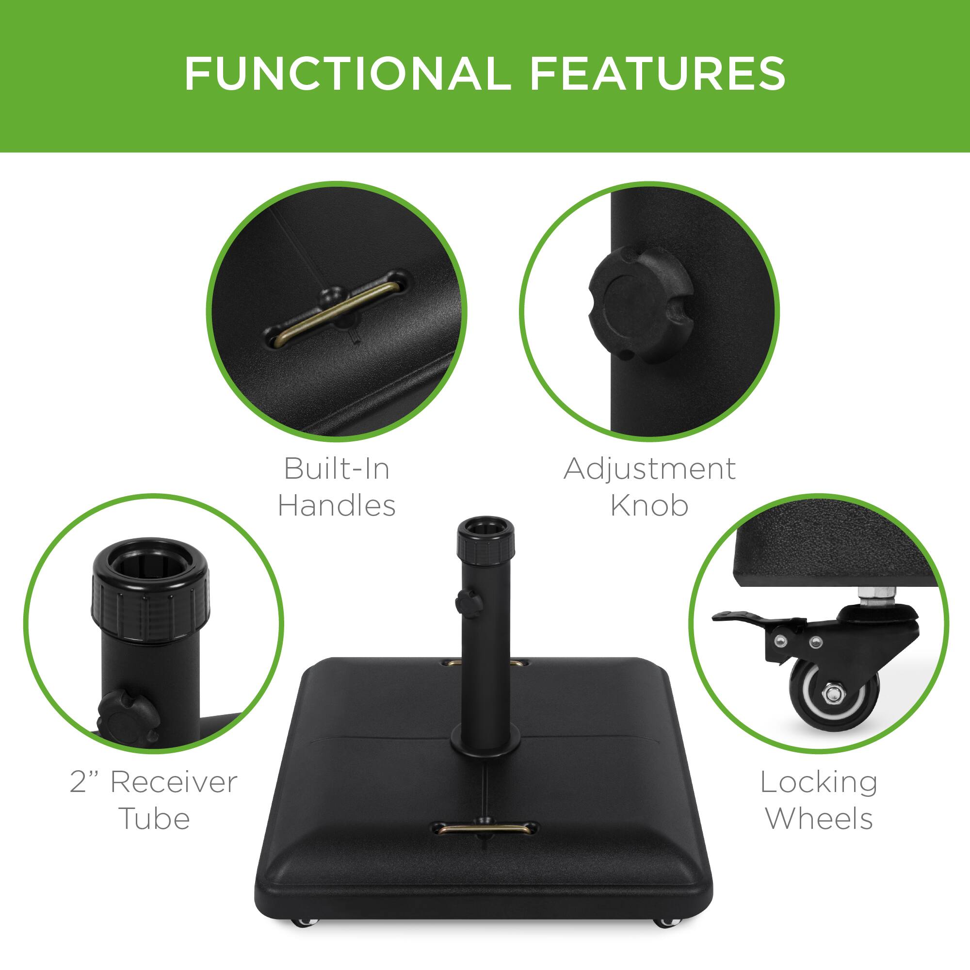 FUNCTIONAL FEATURES

- Built-In Handles
- Adjustment Knob
- 2" Receiver Tube
- Locking Wheels