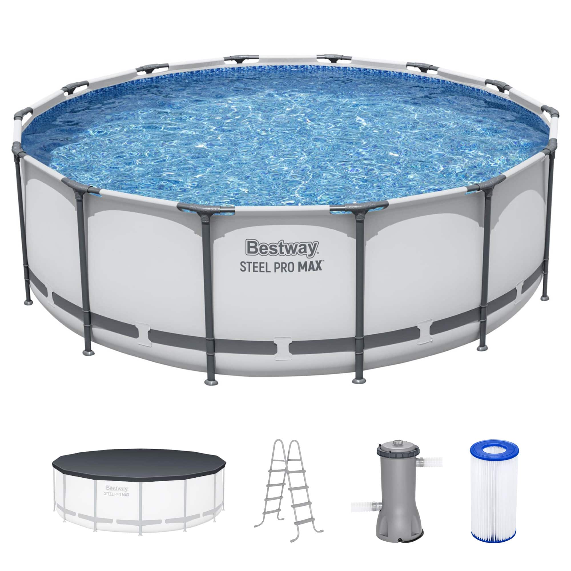 Bestway - Steel Pro MAX 14'x48" Round Above Ground Swimming Pool with Pump & Cover