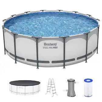 Bestway - Steel Pro MAX 14'x48" Round Above Ground Swimming Pool with Pump & Cover