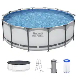 Bestway - Steel Pro MAX 14'x48" Round Above Ground Swimming Pool with Pump & Cover