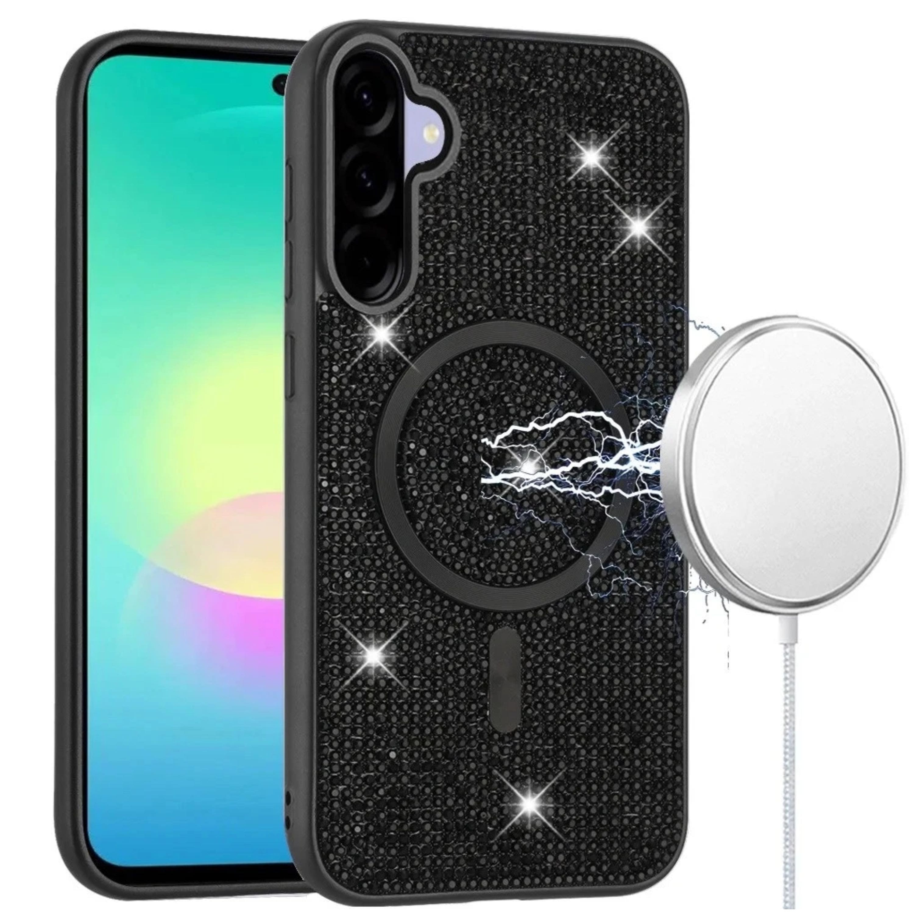 Kitcheniva - Magnetic Circle Full Bling Dazzle Cover Plus Tempered Glass For Samsung A27 5G - Black price history on PriceWatchPro