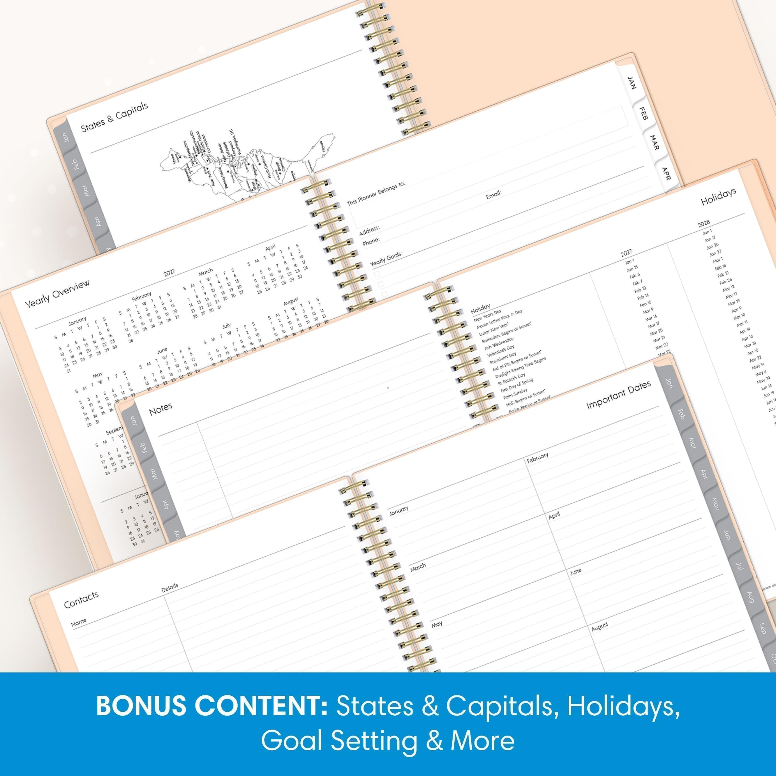 States & Capitals  
2027 Yearly Overview  
Holidays  
Contacts  
Notes  

BONUS CONTENT: States & Capitals, Holidays, Goal Setting & More