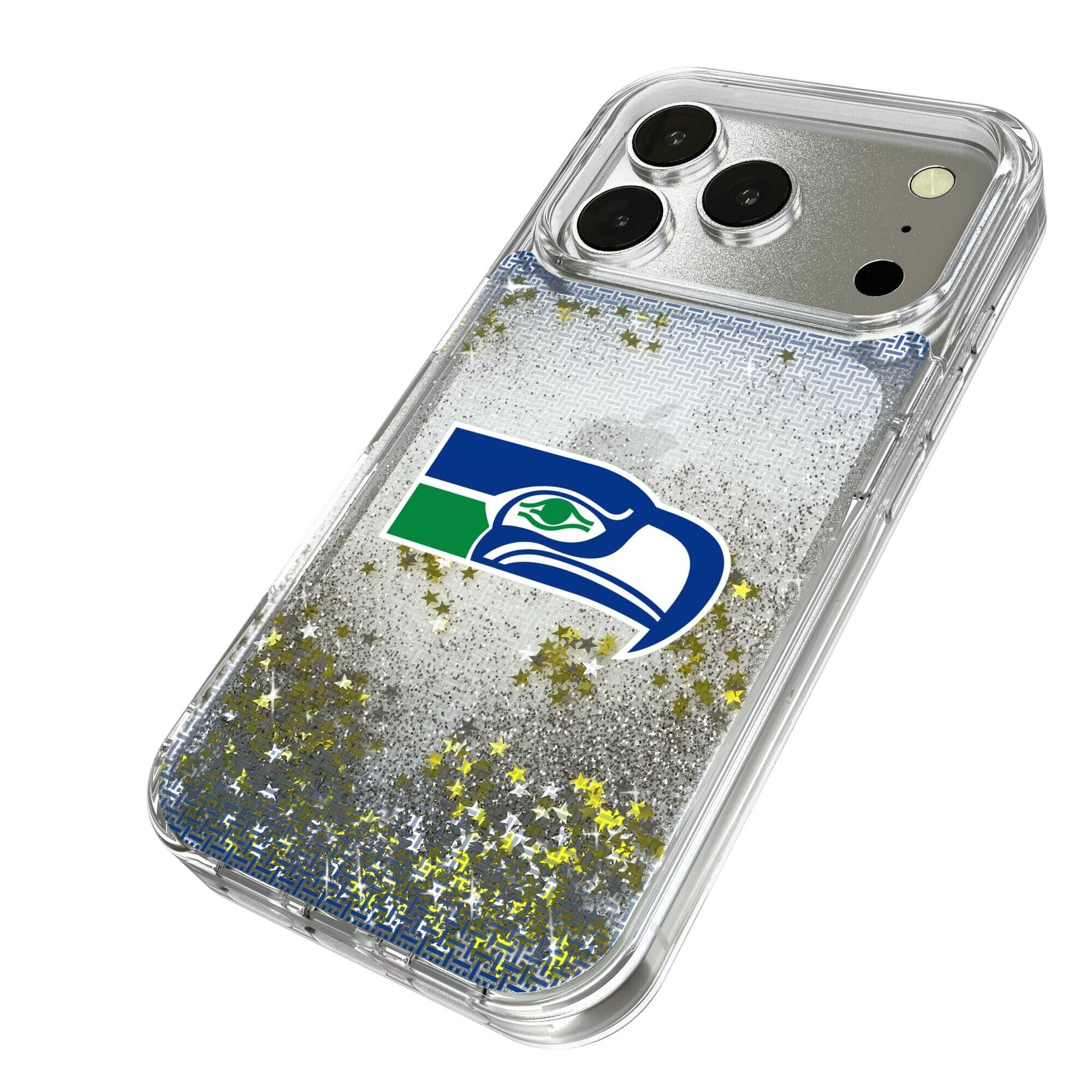 Alt View 1. Keyscaper - Seattle Seahawks Linen Logo iPhone Glitter Case - 14 Pro Max - Multicolor.