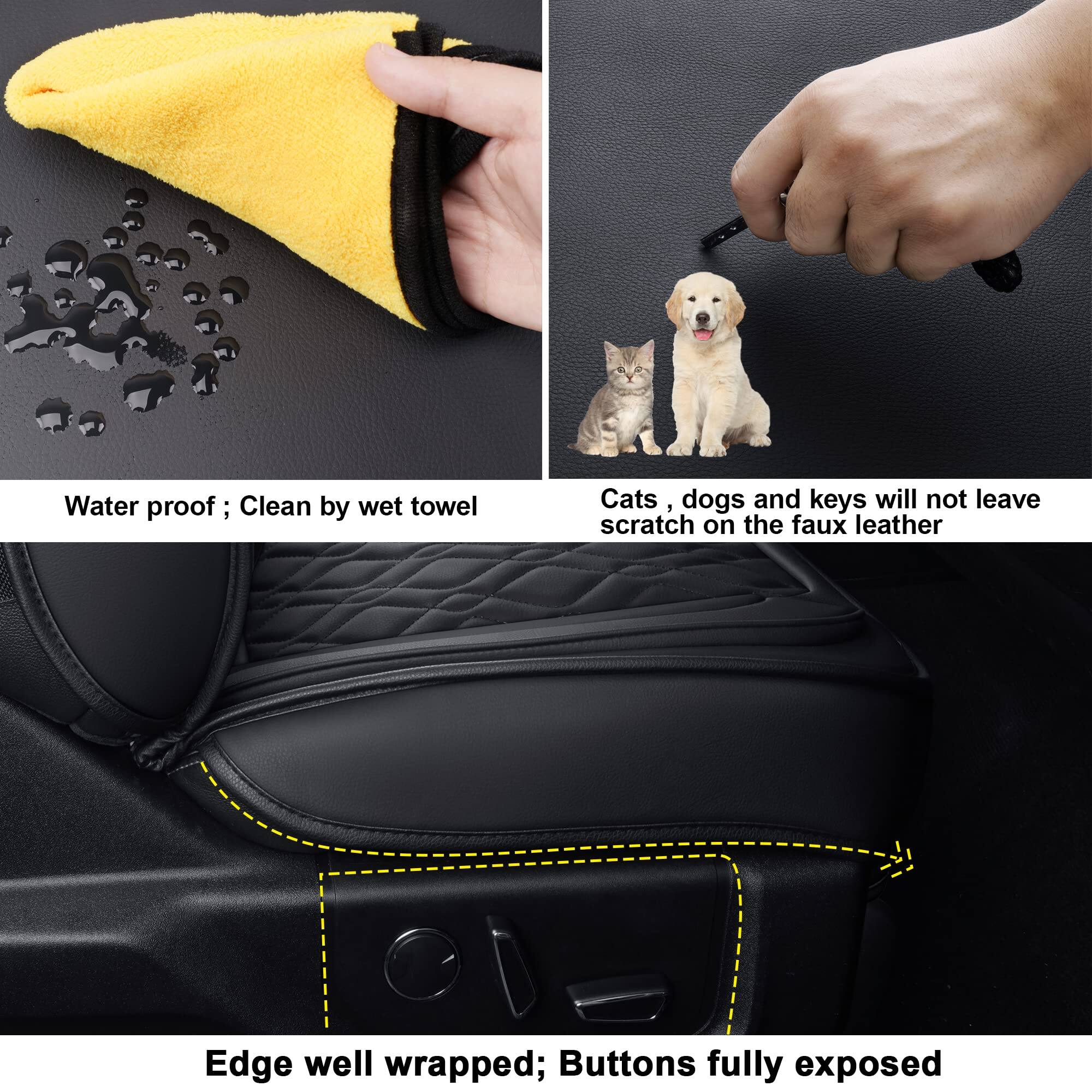 - Water proof; Clean by wet towel
- Cats, dogs and keys will not leave scratch on the faux leather
- Edge well wrapped; Buttons fully exposed