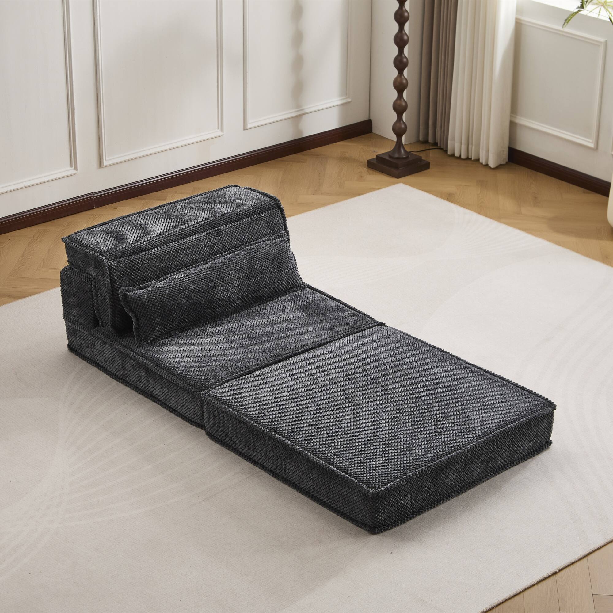 Alt View 1. Boyel Living - Convertible Foam Floor Lounge Chair with Pillow - Dark Grey.