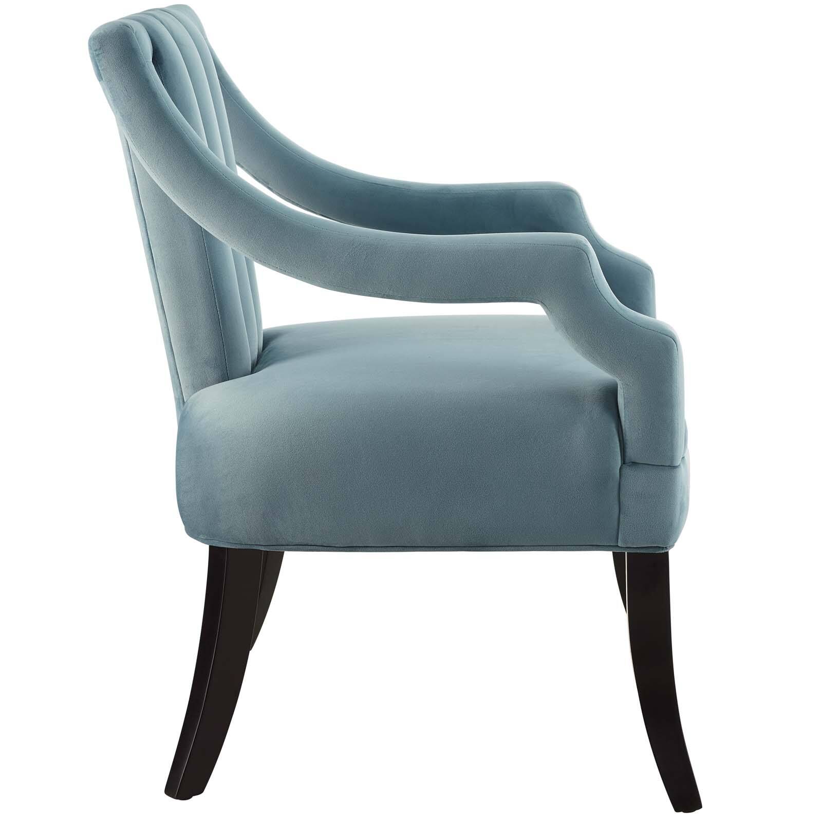 Back. Modway - Harken Performance Velvet Accent Chair by Modway - Light Blue.