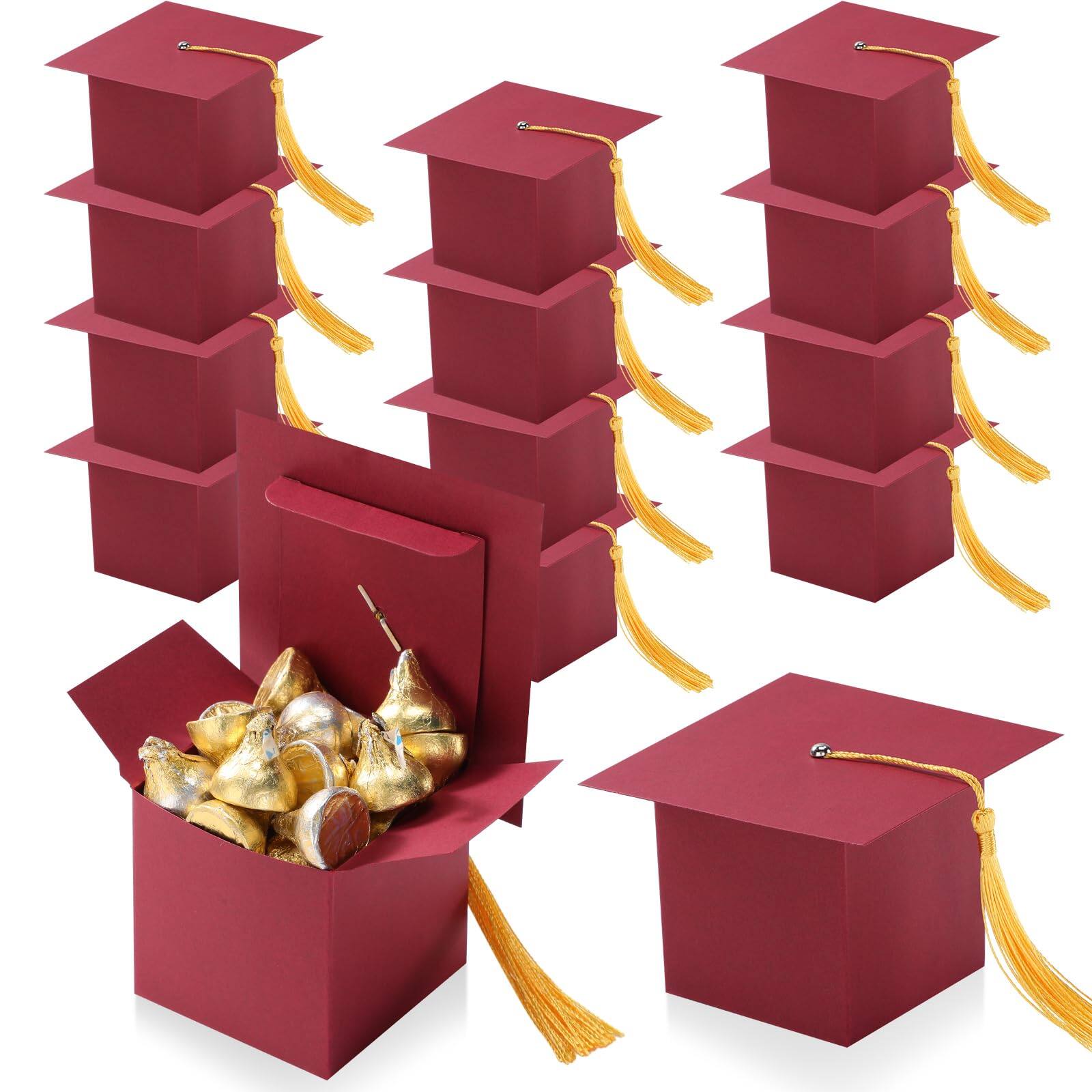 Front. Paradigms Interiors - Graduation Candy Box Party Gift Boxes Decorations Cap Chocolate Cookie Supplies For Ceremony Party pink - Maroon.