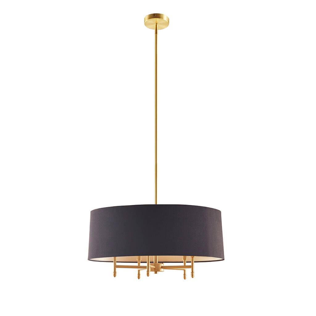 Alt View 2. Tiramisubest - 5-Light Drum Shade Chandelier with Adjustble Height, Sloped Ceiling Compatible, Modern Chandelier Light, Gold/Black - Black.
