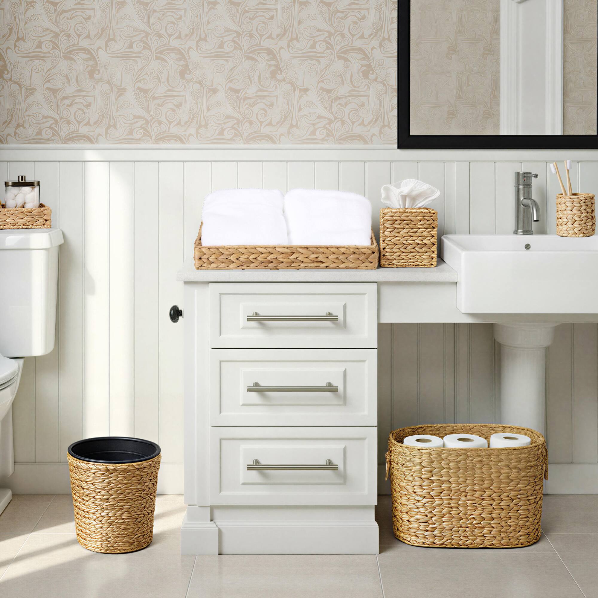 Alt View 2. Best Choice Products - Best Choice Products 6-Pc Water Hyacinth Bathroom Storage Set - Natural - Natural.
