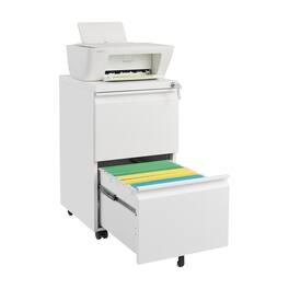 Boyel Living - 2 Drawer File Cabinet with Lock Under Desk Mobile Filing Cabinet fits Letter/Legal/A4 for Home Office School - White