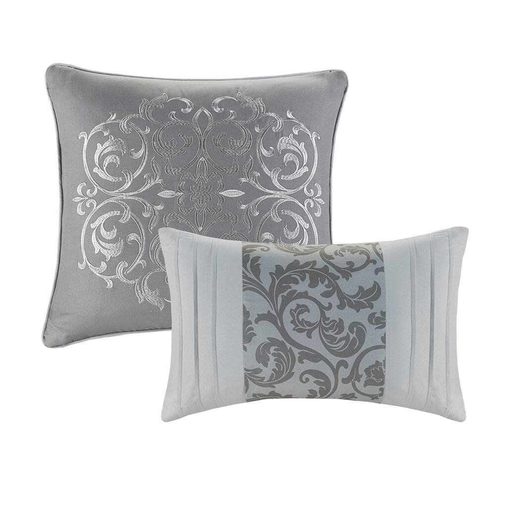Alt View 3. Gracie Mills - Gracie Mills McConnell 8-Piece Embroidered Pintucked Comforter Set - Grey.