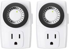 BN-LINK - BND-60/U47 Indoor Mini 24-Hour Mechanical Outlet Timer, 3-Prong, 2-Pack - White