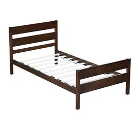 GOODSILO - Twin Size Wooden Bed with Headboard and Footboard - Minimalist Design with Underneath Storage - Espresso