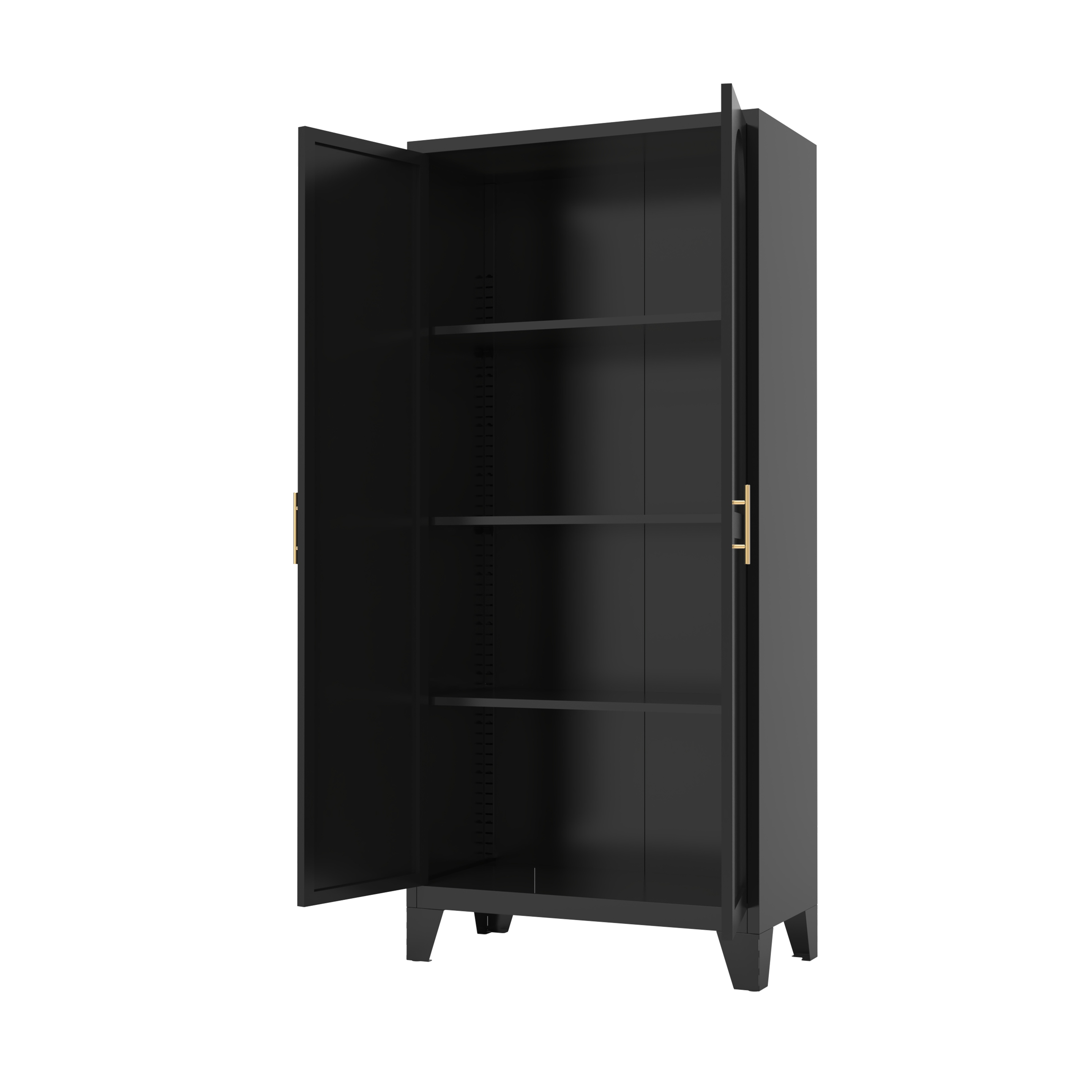 Alt View 1. Aukfa - 71" 2-Door Metal Storage Cabinet - Adjustable Shelves, for Bedroom, Living Room, Kitchen - Black.