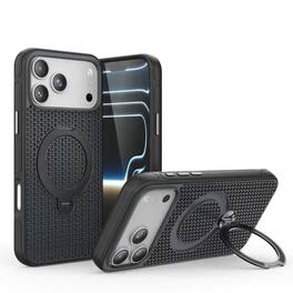 UUCOVER - For Apple iPhone 17 Pro Max Magnetic Case with Rotating Ring Kickstand Compatible with MagSafe, Heat Dissipation Cover - Black